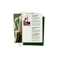 A printed booklet or instruction sheet fanned over a green cover, showing a step-by-step guide with text and a small inset photo of a person preparing tea. The central sheet contains instructional content in black text on an off-white background.
