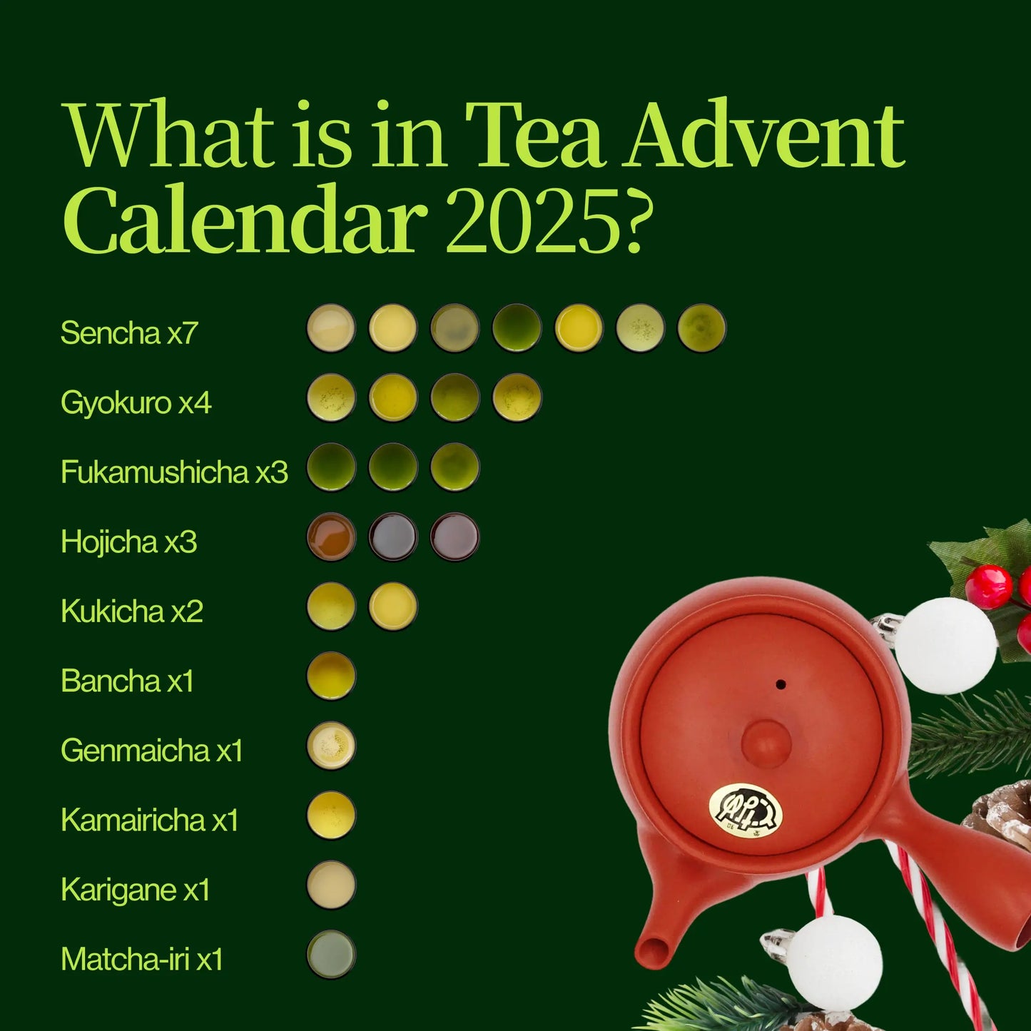 Green Tea Advent Calendar with Teapot